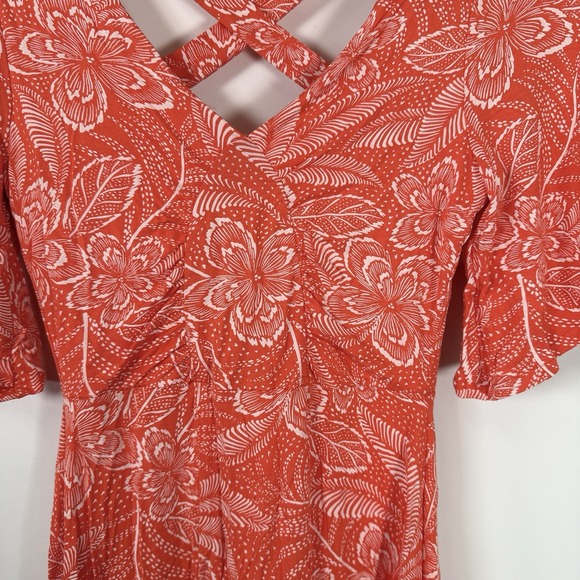Women's‎ Rip Curl Floral Sundress Orange Hawaiian Flower Size Small - Picture 5 of 7